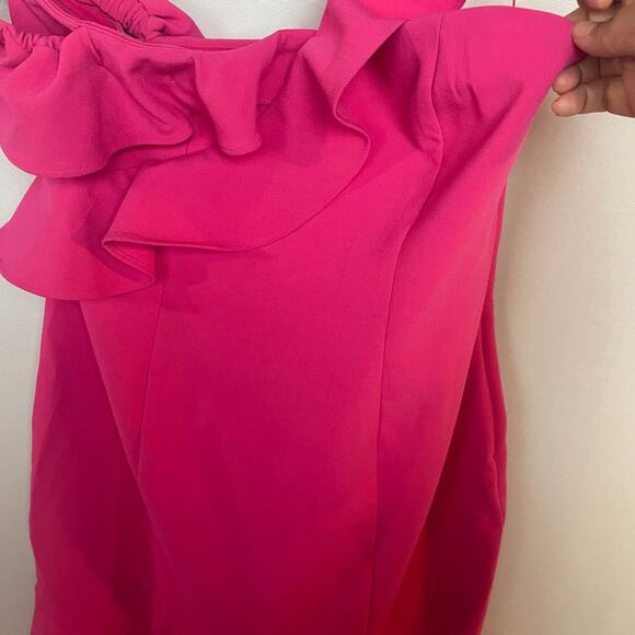 Likely Norvina Ruffle off-shoulder Dress Barbiecore Size 12 NEW - Picture 6 of 12